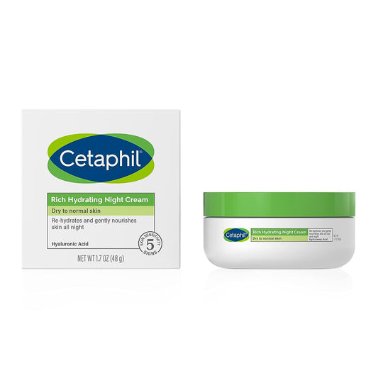 CETAPHIL Rich Hydrating Night Cream For Face, With Hyaluronic Acid, 1.7 oz