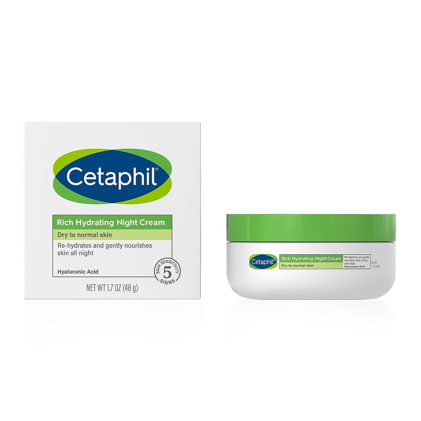 CETAPHIL Rich Hydrating Night Cream For Face, With Hyaluronic Acid, 1.7 oz