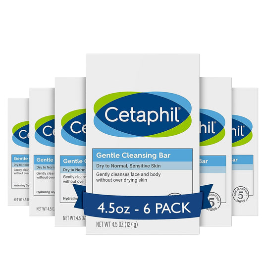 CETAPHIL Gentle Cleansing Bar, 4.5 oz Bar (Pack of 6)