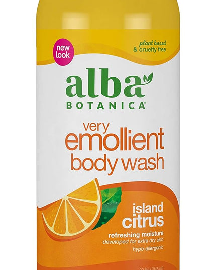 Wholesale 32 oz Alba Botanica Very Emollient Body Wash, Island Citrus