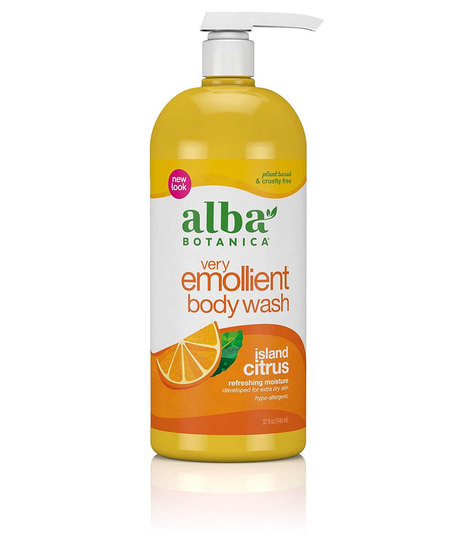 Wholesale 32 oz Alba Botanica Very Emollient Body Wash, Island Citrus