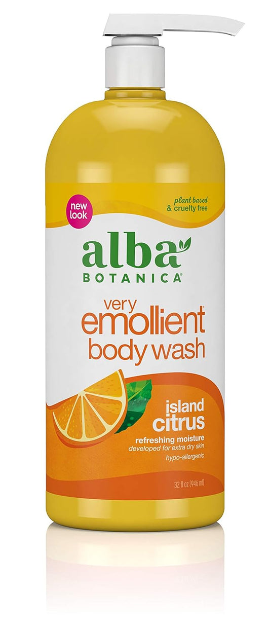 Wholesale 32 oz Alba Botanica Very Emollient Body Wash, Island Citrus