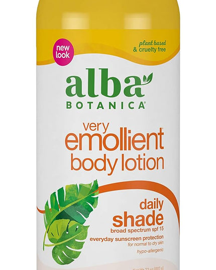 Wholesale 32 OZ Alba Botanica Very Emollient Body Lotion, Daily Shade SPF 15
